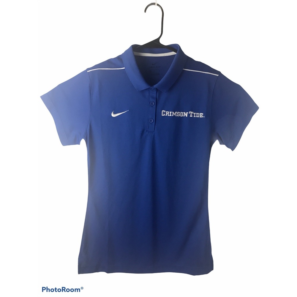 NWT Nike Dri-Fit Womens Medium Blue Crimson Tide Short Sleeve Polo Shirt